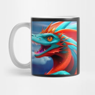 Crazy Happy Cyan and Orange Dragon Mug